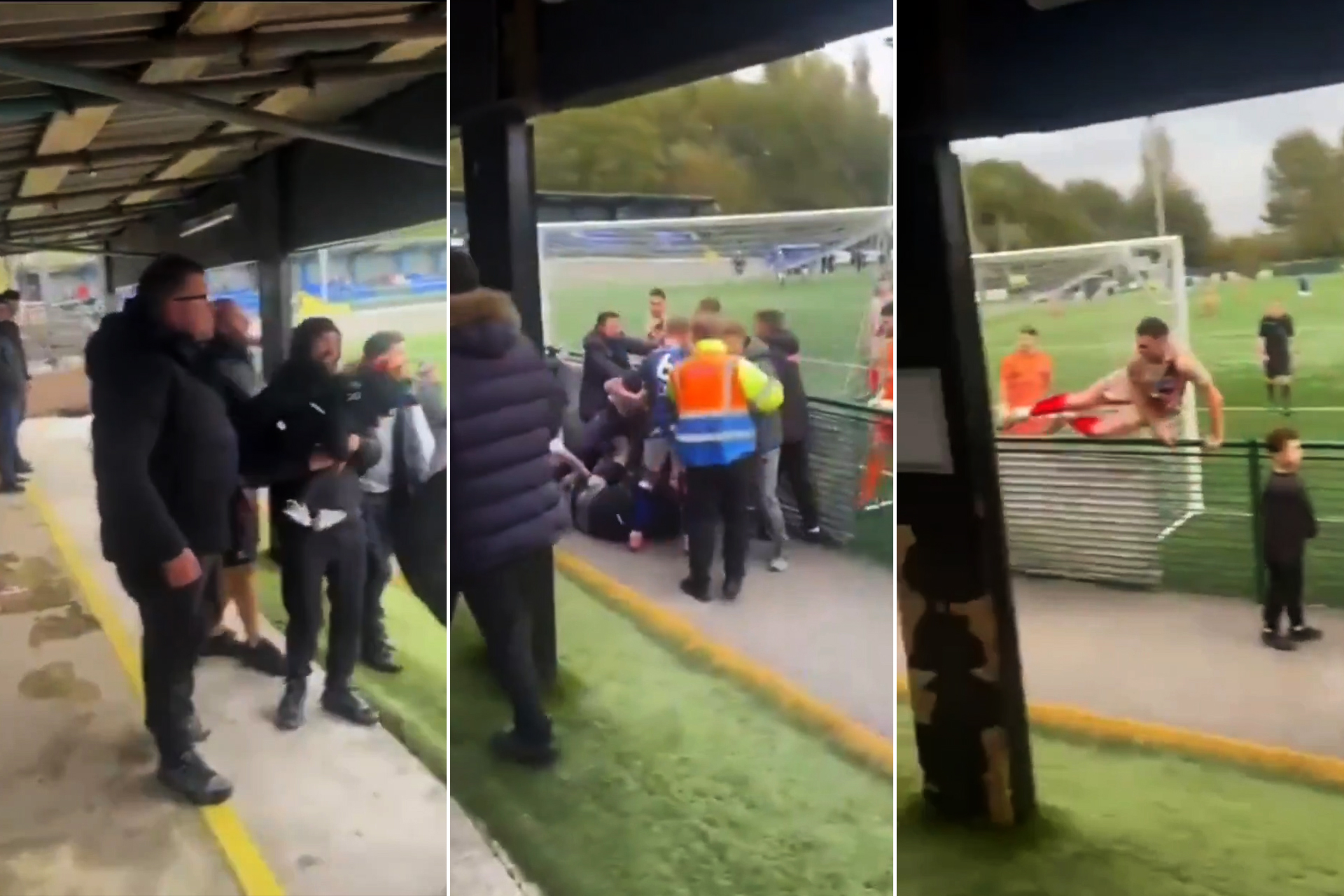 لقطة غريبة وصادمة.. حارس يلكم مشجعا على وجهه