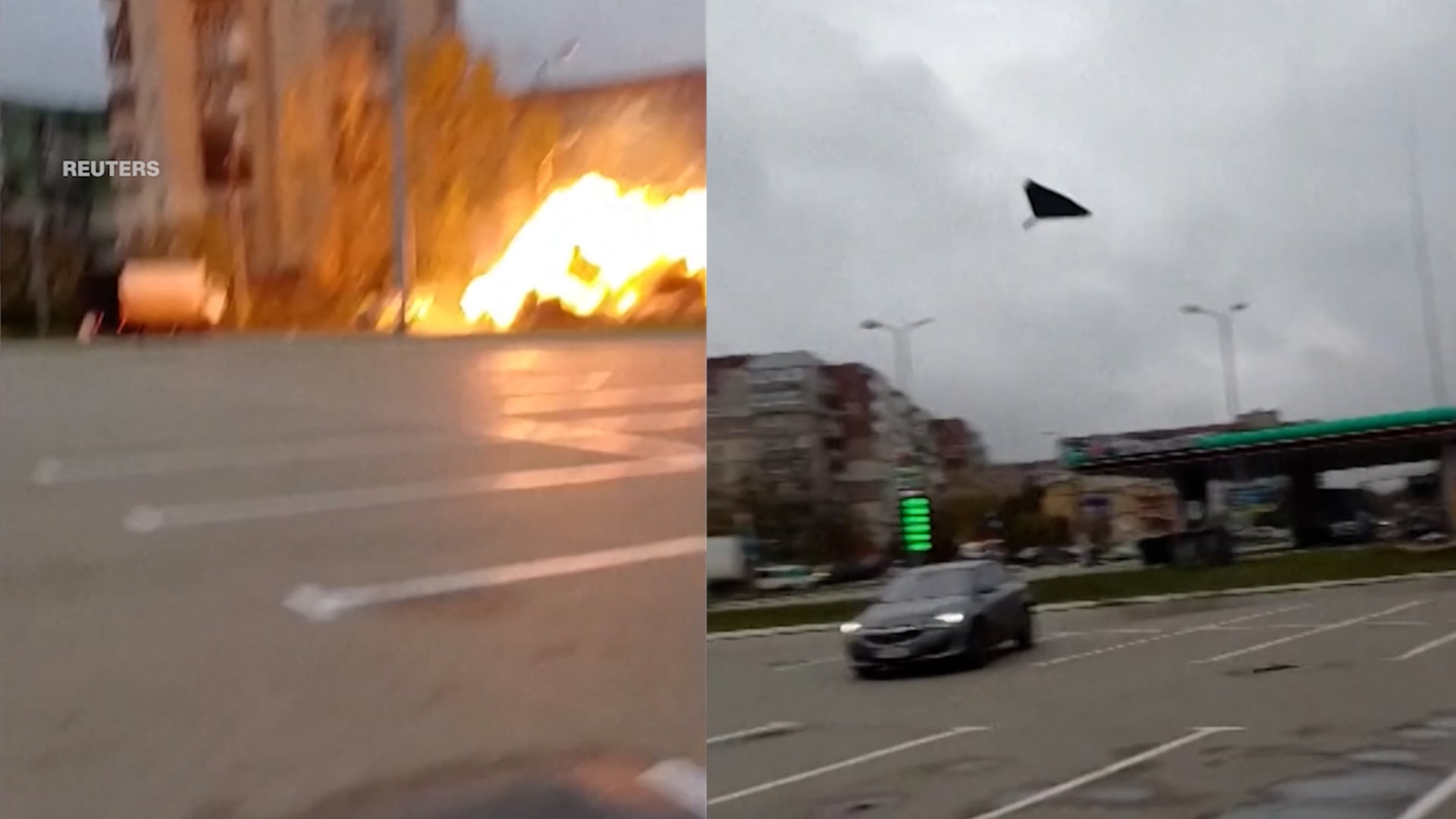 لحظة انفجار مسيّرة روسية وسط طريق مكتظ في أوكرانيا.. شاهد ما حدث