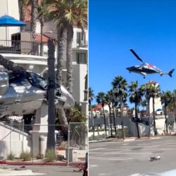 شاهد.. تحطم مروحية فوق شاطئ مزدحم في كاليفورنيا ونقل مصابين إلى المستشفى