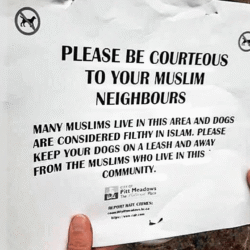 "أبعدوا كلابكم عنا".. قصة ملصق أشعل عاصفة تحريض ضد المسلمين في كندا
