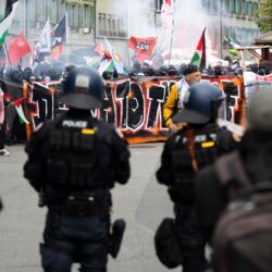 صدامات واشتباكات عنيفة بمظاهرة مؤيدة للفلسطينيين في برن السويسرية