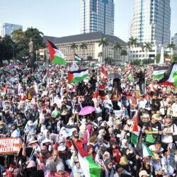 مظاهرة في جاكرتا الإندونيسية للتأكيد على التضامن مع الشعب الفلسطيني