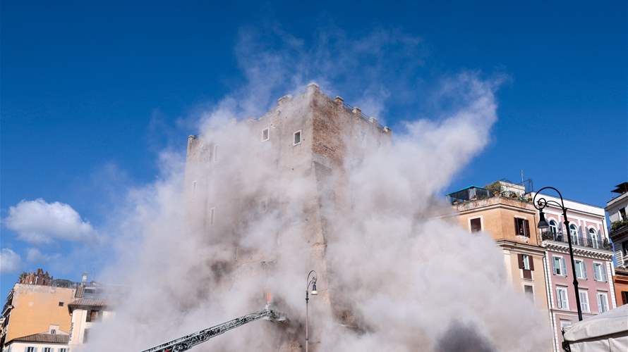 Workers injured in partial collapse of medieval tower near Rome's Colosseum