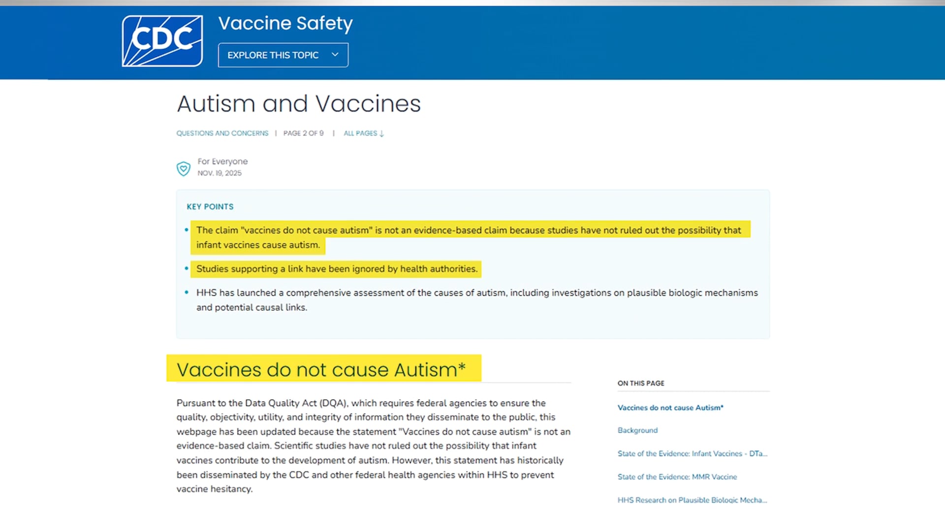 مراكز مكافحة الأمراض تحدّث موقعها وتربط بين اللقاحات والتوحّد.. والخبراء يستنكرون