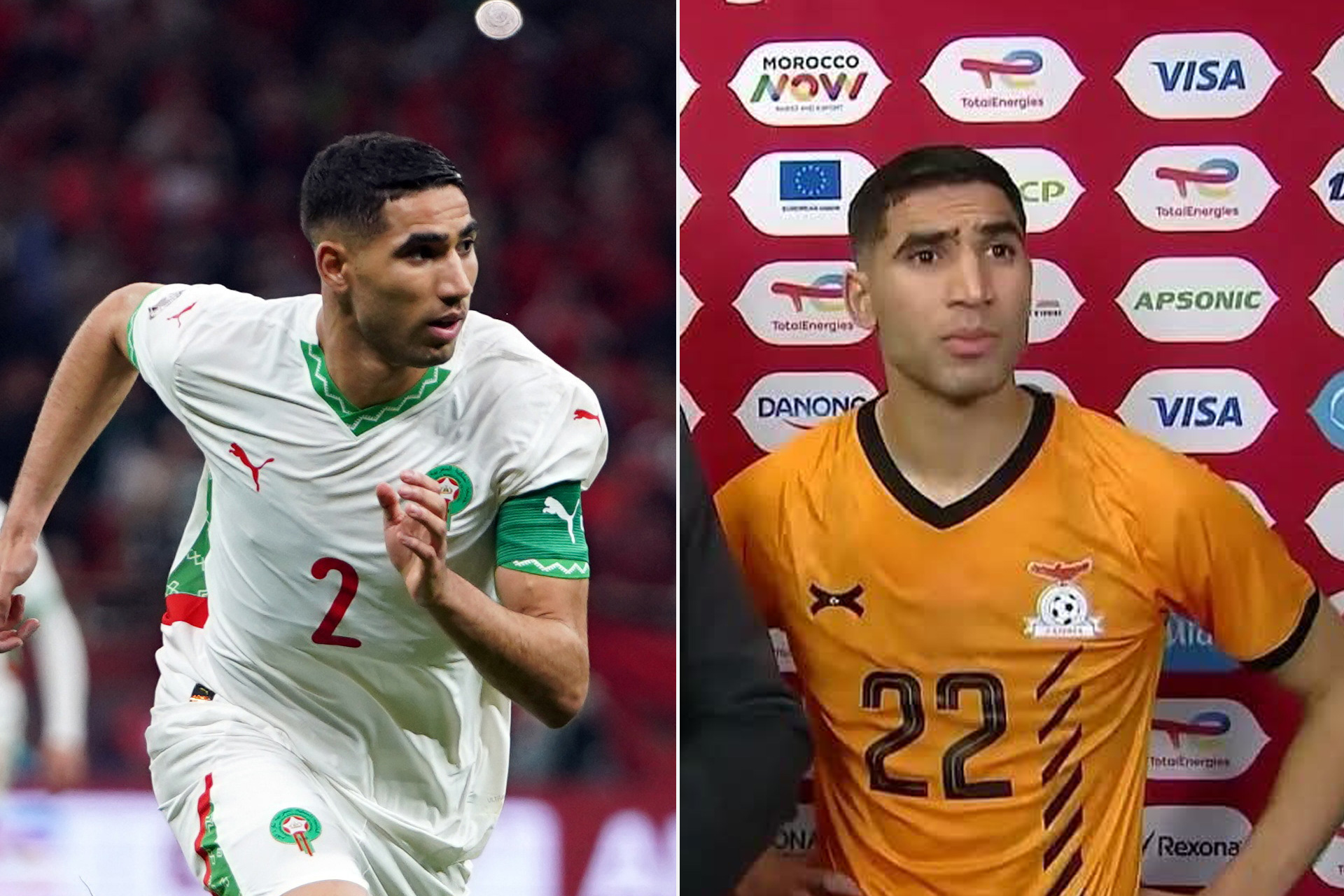 شاهد.. حكيمي قائد المغرب يفي بوعده للاعب شاب بمنتخب زامبيا