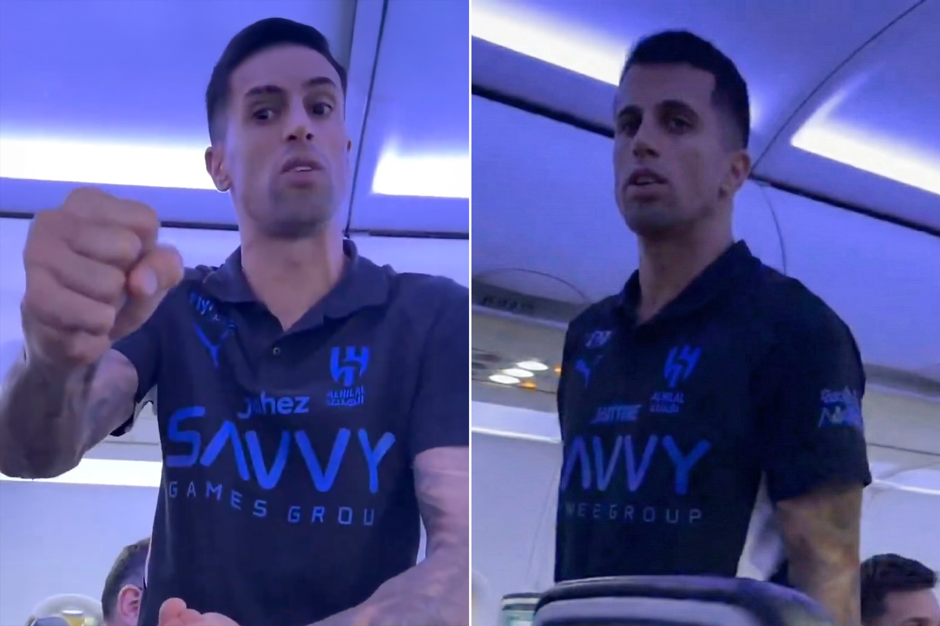 شاهد.. كانسيلو لاعب الهلال السعودي يهاجم راكبا داخل طائرة