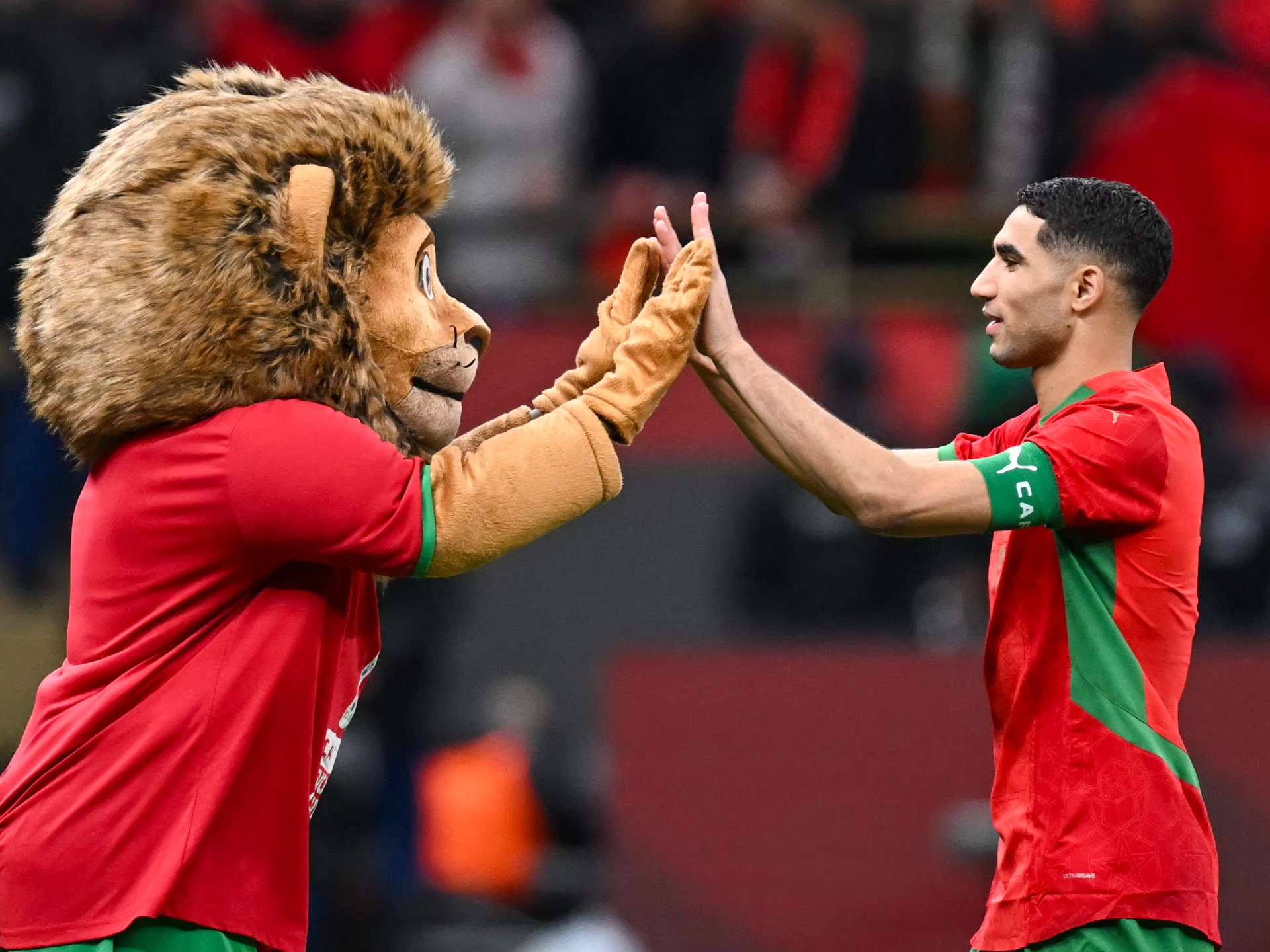 شاهد.. لحظات حماسية بين لاعبي المغرب وجماهيرهم قبل مباراة السنغال