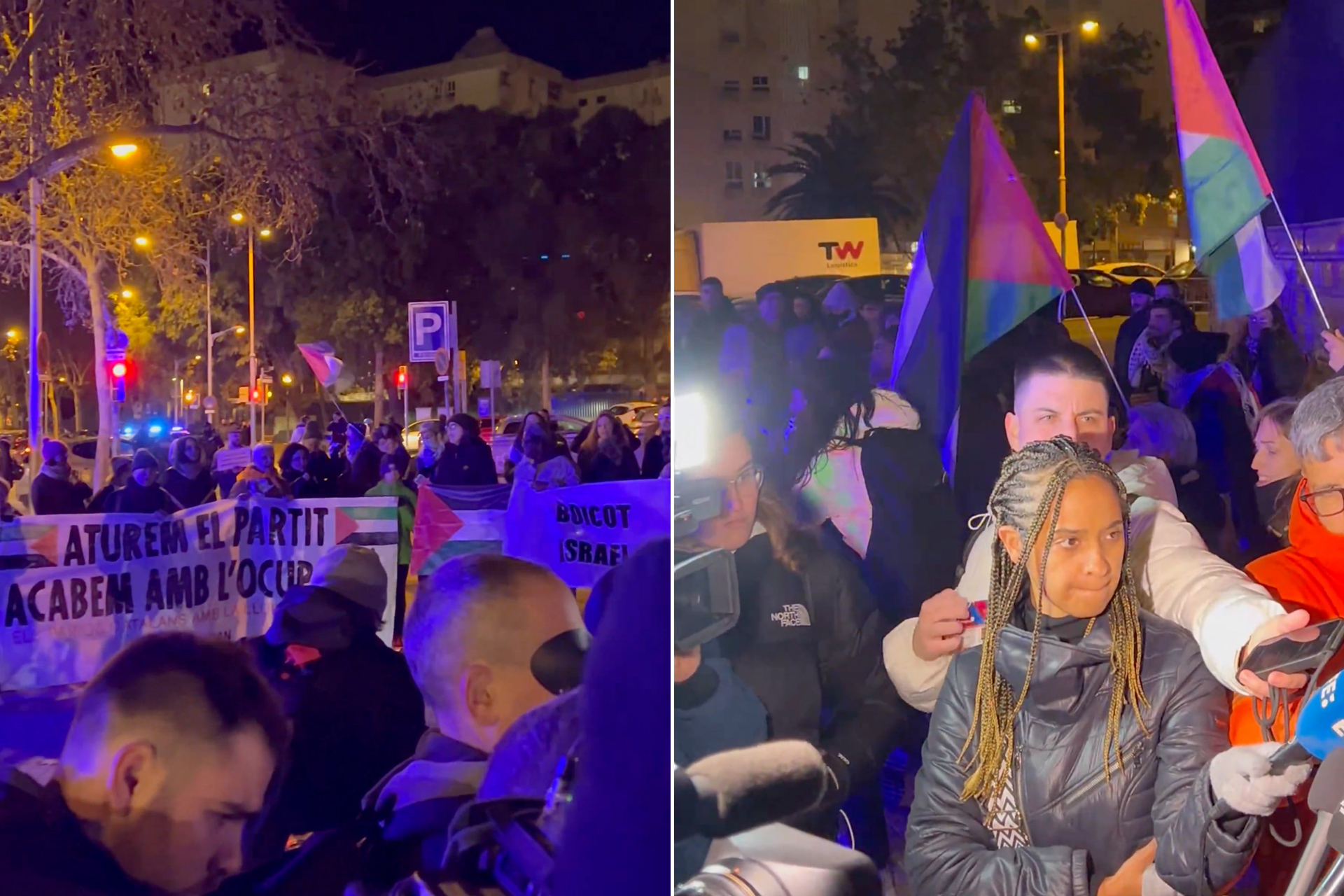 بالفيديو.. جماهير برشلونة تستقبل فريقًا إسرائيليًا بأعلام فلسطين