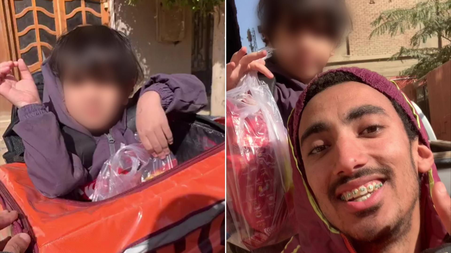 توصيل طفل في صندوق "الدليفري".. بين شهامة عامل وإهمال الأم