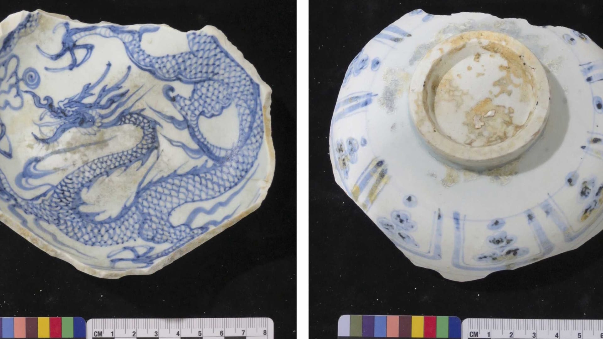 اكتشاف شحنة ضخمة من الخزف الأزرق والأبيض النادر في حطام سفينة