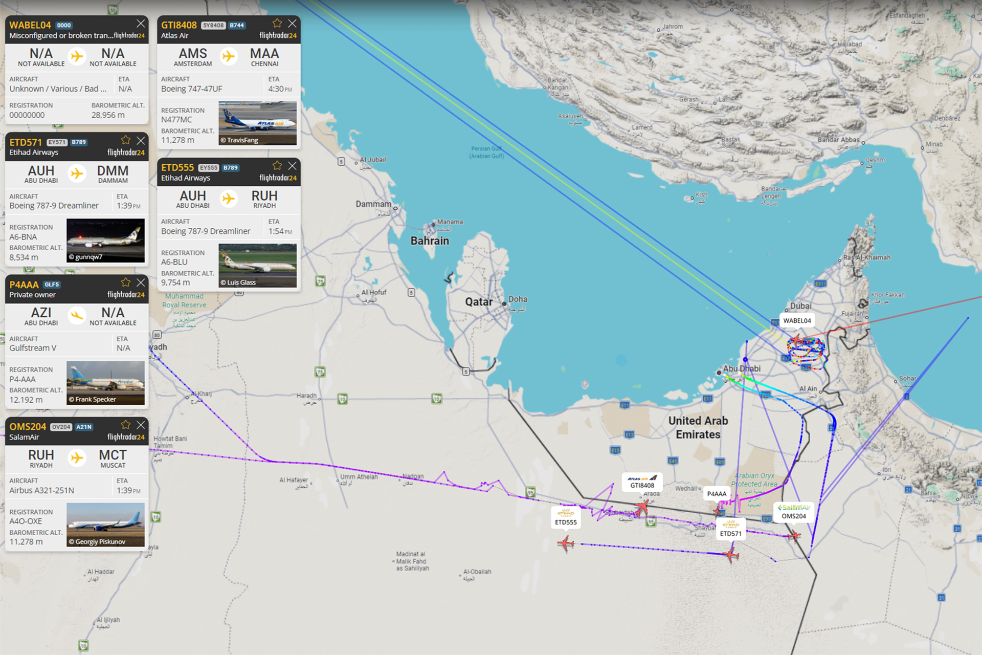 بيانات ملاحة تكشف اتساع التشويش على الطائرات فوق الخليج وإسرائيل