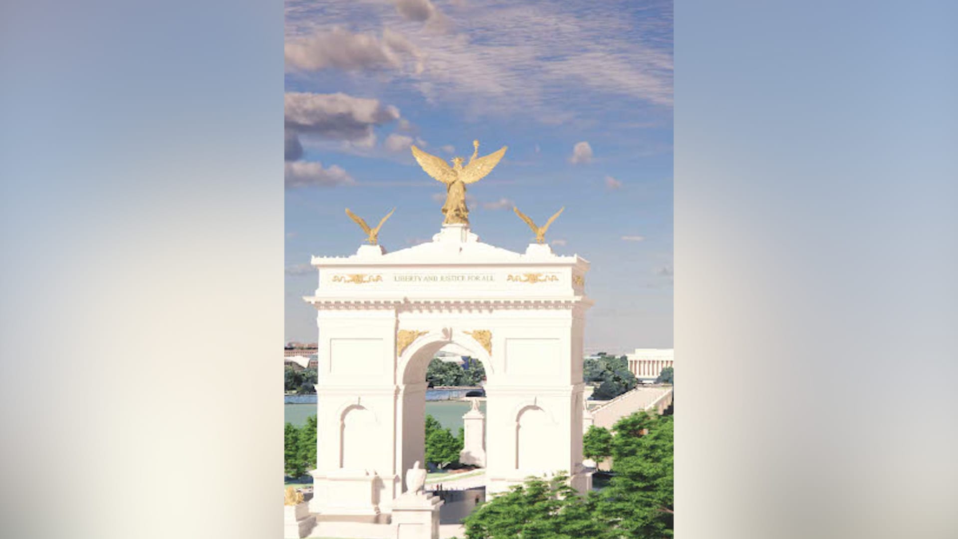 إدارة ترامب تكشف عن تصميم قوس "نصر" مزخرف بالذهب