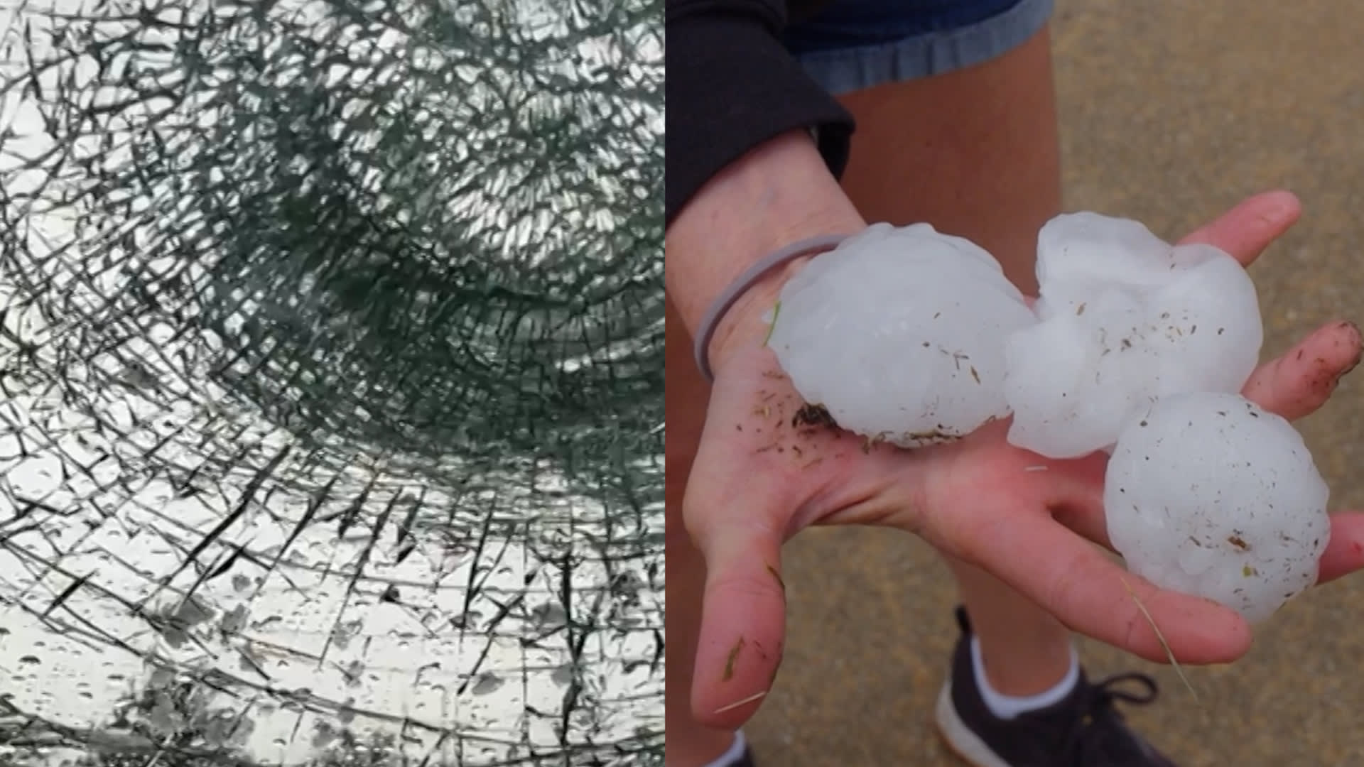 حبات برد ضخمة تحطم زجاج سيارة في ميزوري