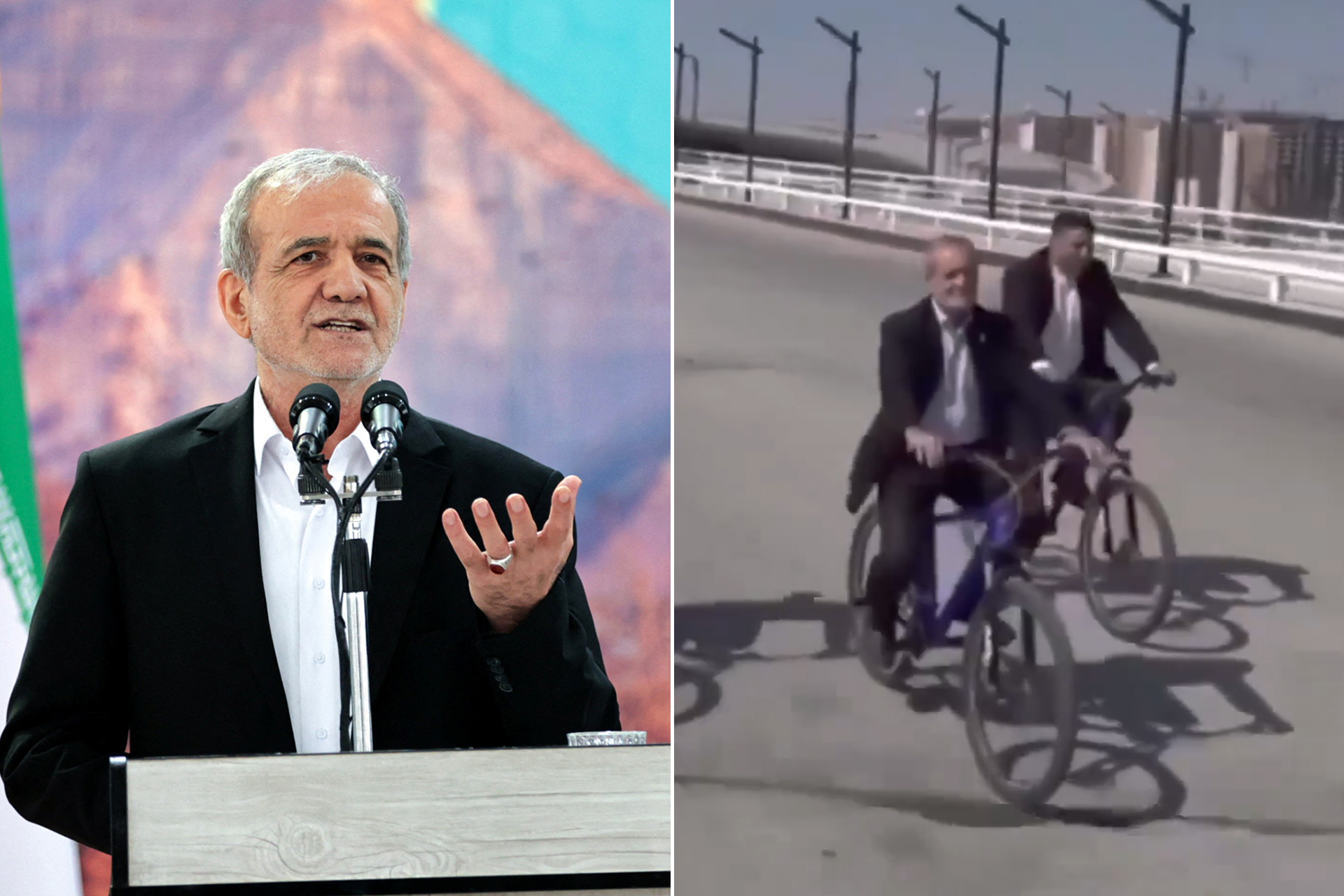 ما حقيقة مشهد تجول الرئيس الإيراني بدراجته في أصفهان؟