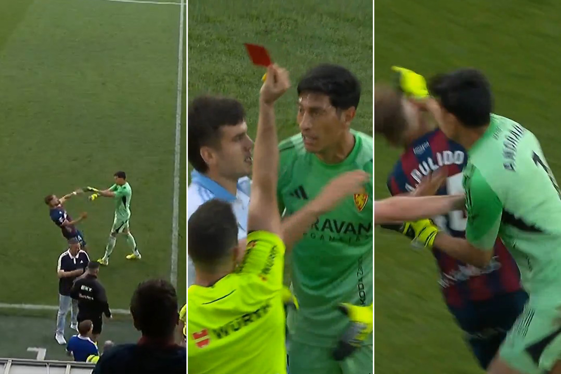 شاهد.. لكمات وطرد 3 لاعبين في مباراة بإسبانيا