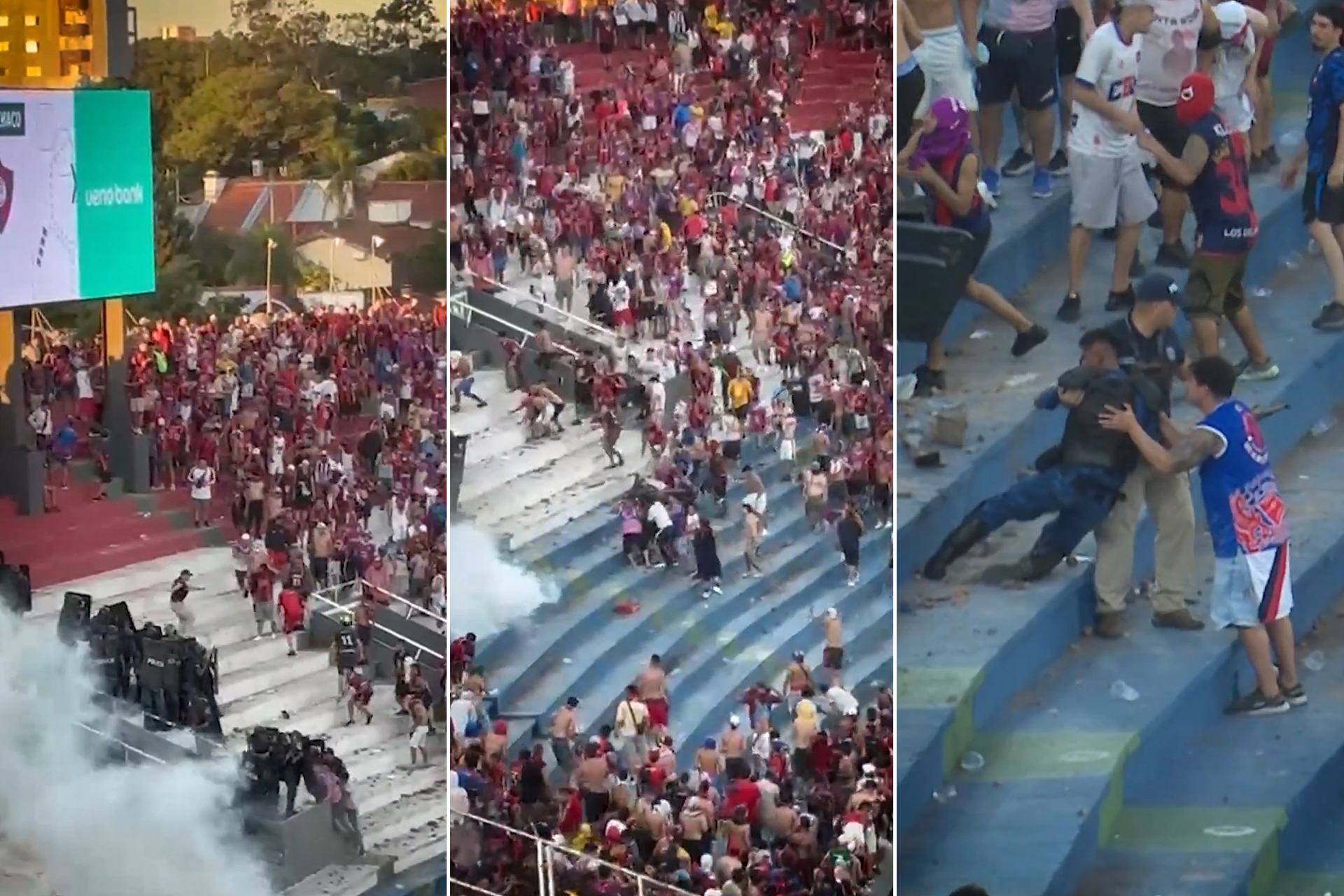 اشتباكات عنيفة بين مشجعين تلغي مباراة في باراغواي (فيديو)