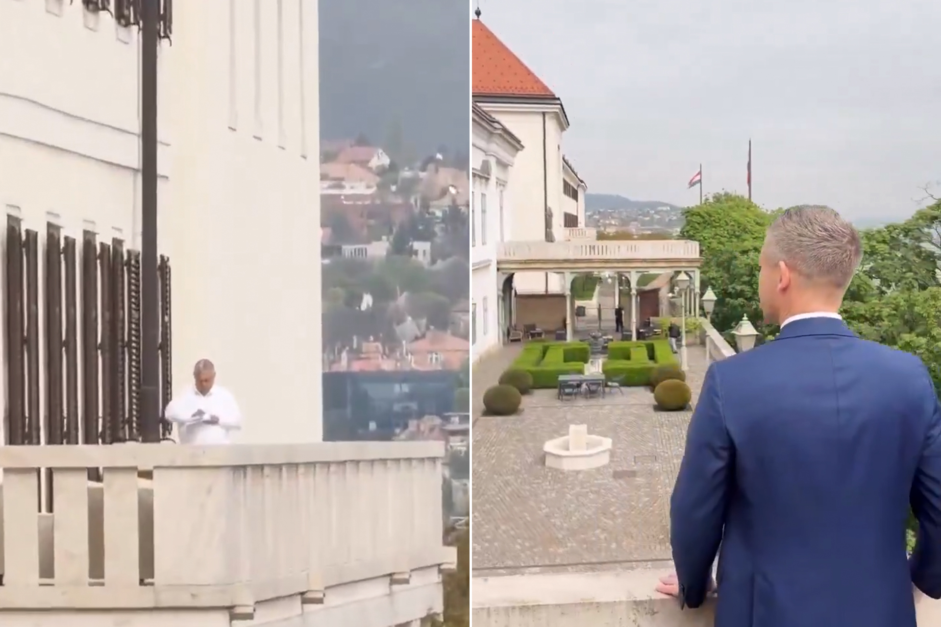 "مشهد سينمائي".. ماجار وأوربان على شرفة القصر الرئاسي بالمجر