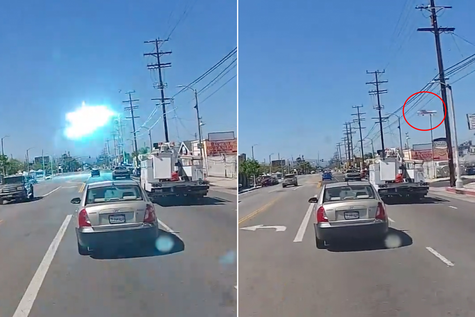 ومضة في السماء ثم سقوط مفاجئ.. كاميرا توثق لحظة اصطدام طائرة بأسلاك الضغط العالي