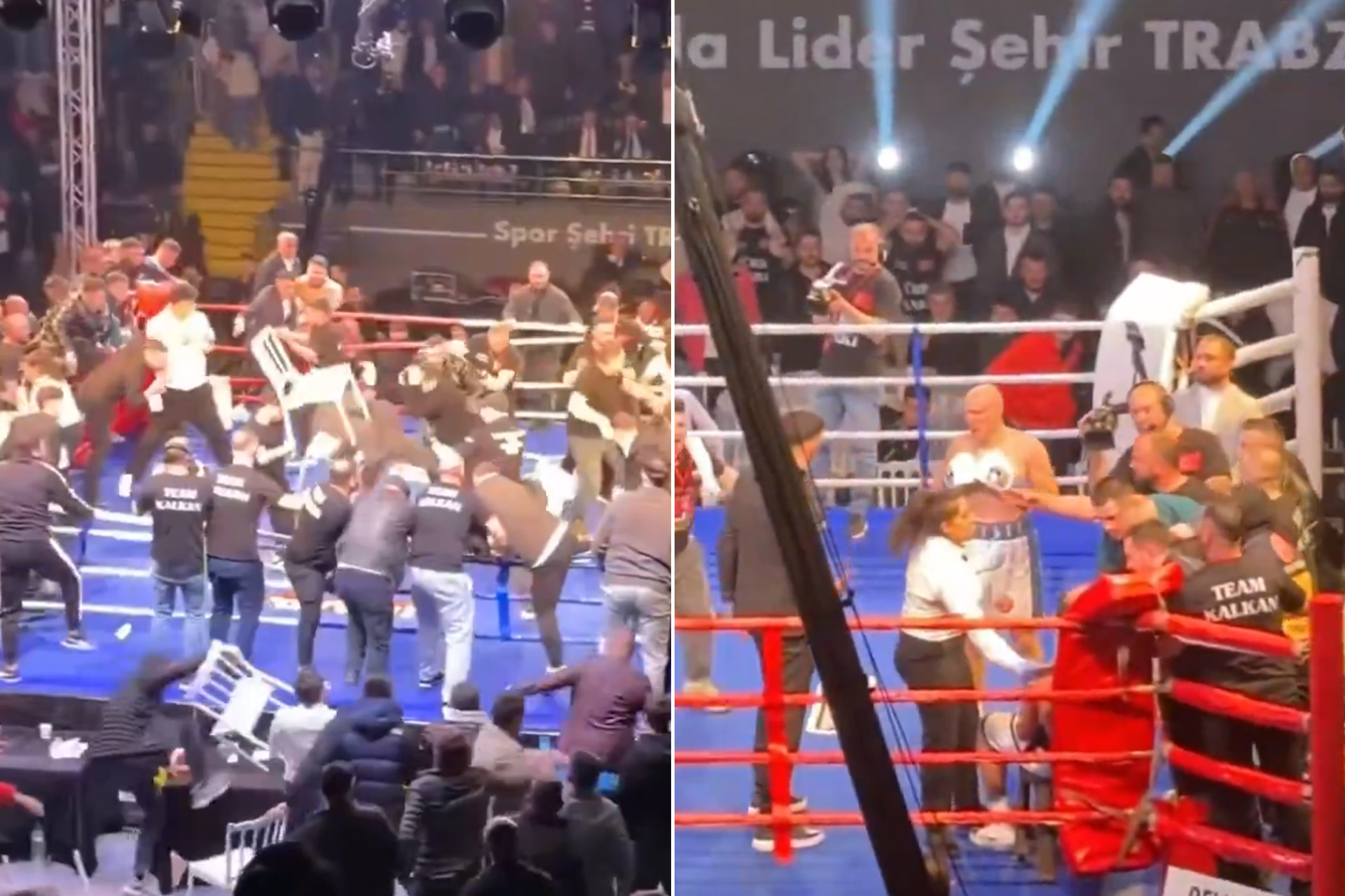 بالفيديو: اعتداء جماعي على ملاكم روسي ومدربه داخل الحلبة في تركيا.. ما القصة؟